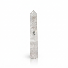 Obelisco de seis caras con gemas de aprox. 17 cm - Cristal de roca