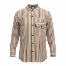 L - Camisa Grandad Nomad Sari - Marrón Beige