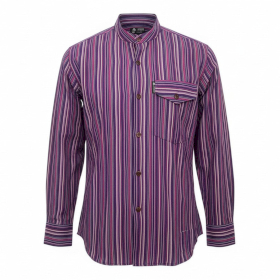 L - Camisa Grandad Nomad Sari - Negro Púrpura