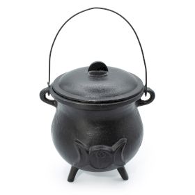 Caldero extragrande de hierro fundido con triple luna, 23 x 18 cm (al menos 4 kg)