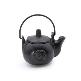 Olla ritual pequeña de hierro fundido con pentágono, 8 x 8 x 10 cm