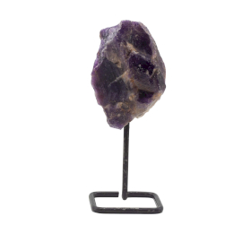 3x Ejemplares minerales en soporte metálico: Amatista