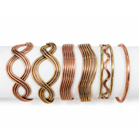6x Pulseras de Cobre - Ondas Elementales (surtidas)