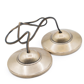 Tingsha tibetano de latón premium - Diseño tradicional liso - aprox. 7,5 cm (345 g)