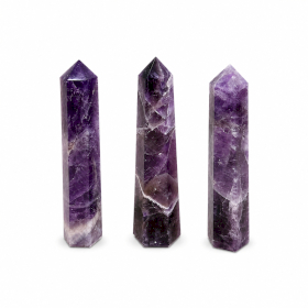 3x Obelisco de seis caras con gemas de aprox. 11 cm - Amatista