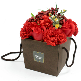 Bouquet Flores Jabón-Rosas Rojas y clavel