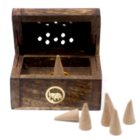 8x Mini Incense Cone Smoke Box - Mango Wood