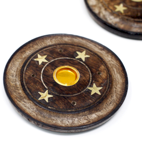 6x Mango Wood Disc 10cm (Cone & Incense)