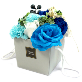 Bouquet Flores Jabón-Rosas Azules y clavel