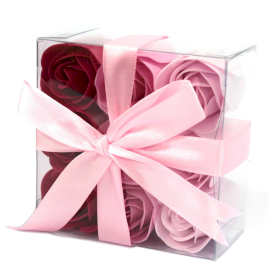 3x Set de 9 flores de Jabón - rosas rosa