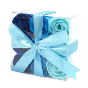 3x Set de 9 flores de Jabón - rosas azul