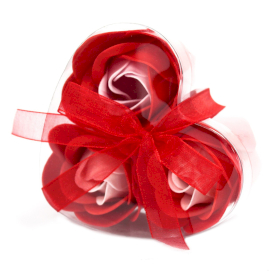 6x Set de 3 flores de Jabón caja corazón - Rosas Rojas