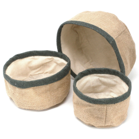 3x Conjunto de 3 cestas de yute natural - Carbón