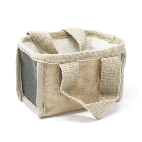 10x Cesta pequeñas de yute - 16x10x12cm - Gris