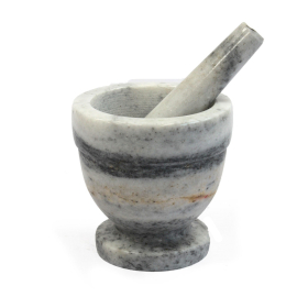 Mortero y maja de mármol - 10x10.5cm - Gris - Grande