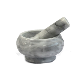 Mortero y maja de mármol - 8x5.5cm - Gris - Pequeño