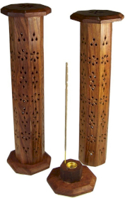 2x Sheesham Hexaganal Incense Tower