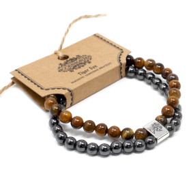 3x Pulsera de Piedras Preciosas Magnéticas - Ojo de Tigre