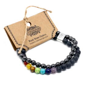 3x Pulsera de Piedras Preciosas Magnéticas - Chakra Piedra Negra