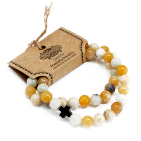 2x 2 Pulseras con Piedras Preciosas-Lealtad-Amazonita y Jaspe Amarillo