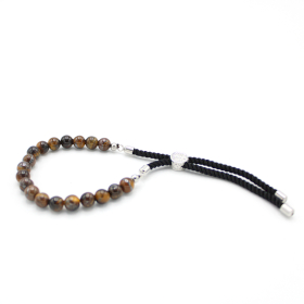 Pulsera De Hilo Negro De Piedras Preciosas - Tiger Eye