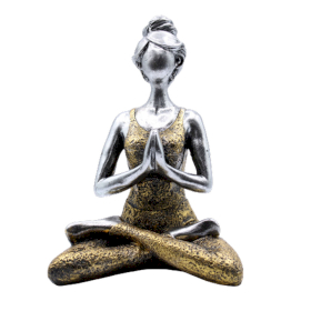 Yoga Lady Figura -  Silver & Gold 24cm