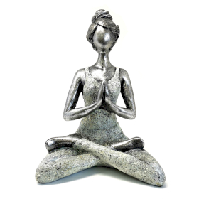 Yoga Lady Figura -  Silver & White 24cm