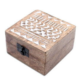 2x Caja de Madera Blanca - 4x4 Diseño Azteca