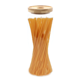 Bote de Cristal con Tapa de Bambú - 25cm