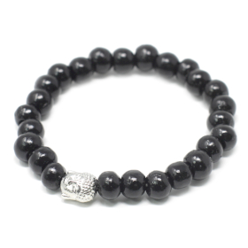 12x Cuentas de Madera Oscura y pulsera Buddah