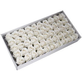 50x Flores manualidades deco mediana - Blanca