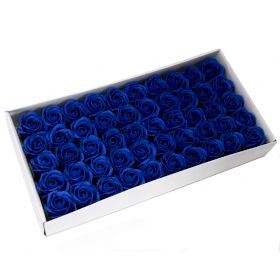 50x Flores manualidades deco mediana - azul royal