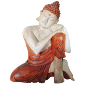 Estatua de Buda Tallada a Mano - 25cm Pensando