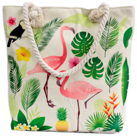 Bolso shopper con asa de cuerda - tropical flamenco