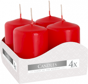 3x Juego de 4 Velas Pilar 40x60mm - Rojo