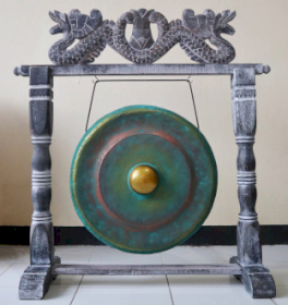 Gong de Meditación Mediano con Soporte - 35cm - Verde-agua