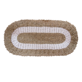 Alfombra Oval Seagrass Blanco & Marrón - Classic - 60x120cm