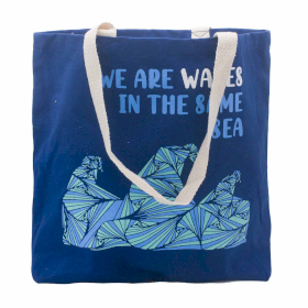 3x Bolsa de Algodón Estampada - Somos Olas - Gris, Azul y Natural