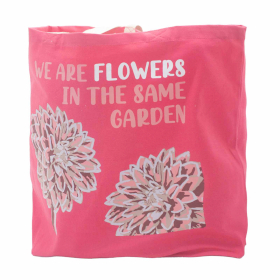 3x Bolsa de Algodón Estampada - Somos Flores - Oliva, Rosa y Natural