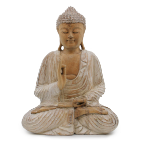 Estatua de Buda blanqueada - 40 cm Transmisión de enseñanza