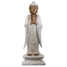 Estatua de Buda de pie - Blanqueada - 1m Bienvenido