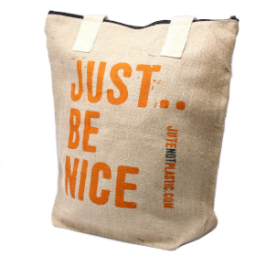 4x Bolsas de yute ecológico - Just be nice - (4 diseños surtidos)