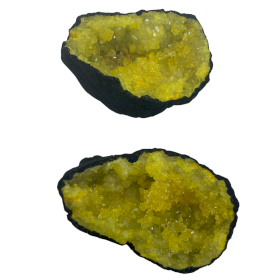 Geodas de Calsita Coloreada - Roca Negra - Amarilla