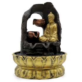 Fuente de agua interior - 30cm - Buda dorado meditando
