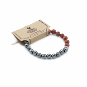 3x Pulsera de Piedras Preciosas Talladas - Jaspe Rojo Magnético