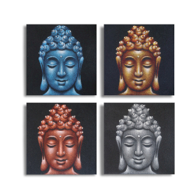 Set de 4 cabezas de Buda 40x40cm