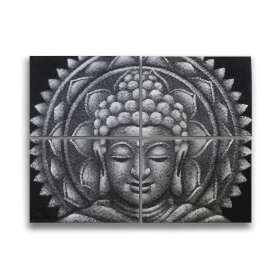Buda Gris Mandala Efecto Brocado 30x40cm x 4