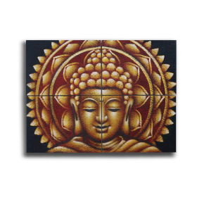 Buda Dorado Mandala Efecto Brocado 30x40cm x 4