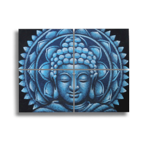 Buda Azul Mandala Efecto Brocado 30x40cm x 4