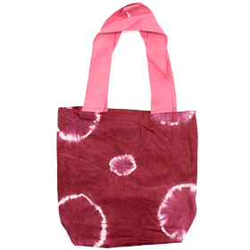 Bolsos de Algodón Natural Tye-Dye - 38x42x12cm - Anillos Granate  Asa - Rosa